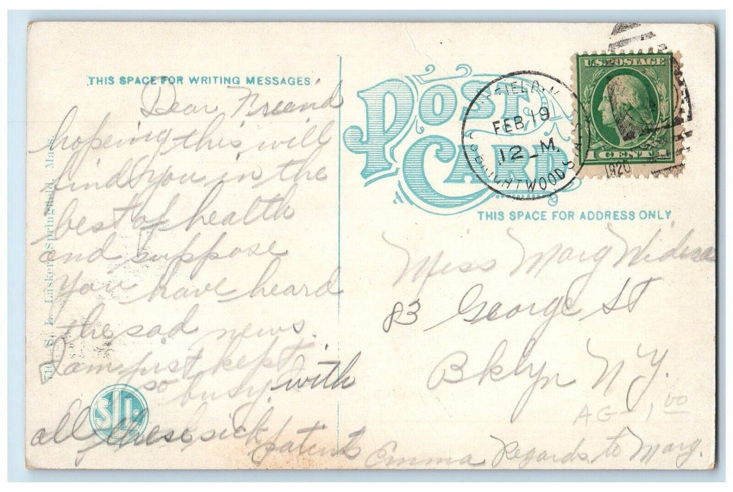 1920 Walnut St. Exterior Road Looking North Springfield Massachusetts Postcard