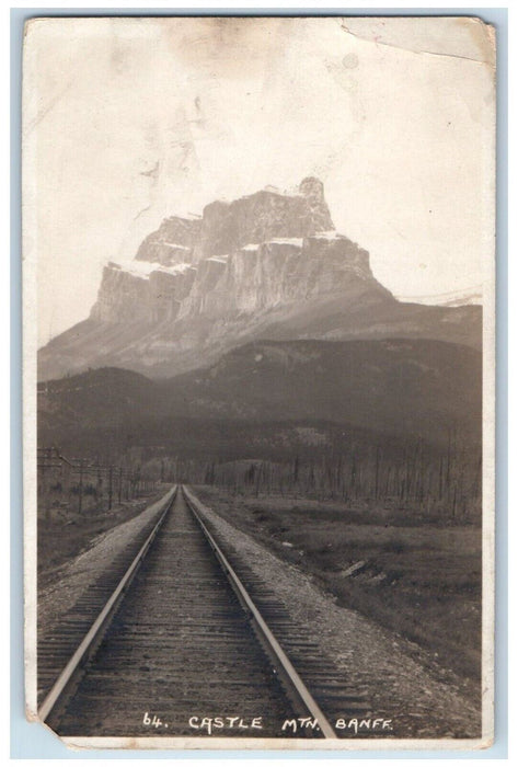 Castle Mountain Banff Line Of Canadian Pacific Railway RPPC Photo Postcard