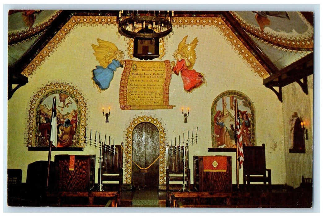 c1960 Holy City Chapel Interior Angel Wichita Mountains Lawton Oklahoma Postcard