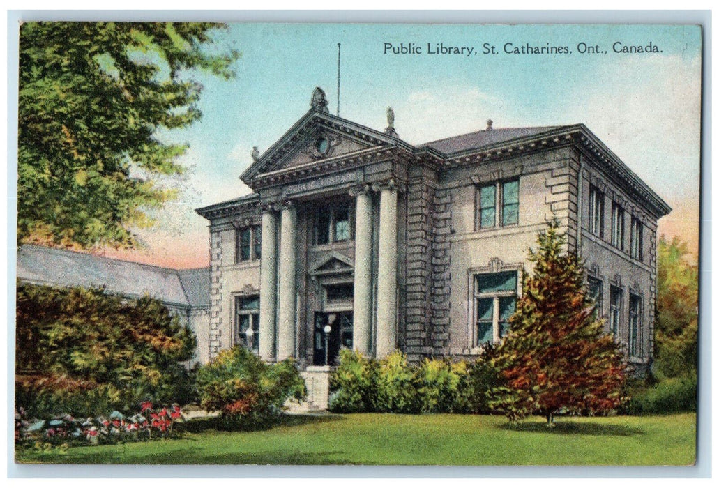 c1910 Public Library St. Catharines Ontario Canada Antique Unposted Postcard
