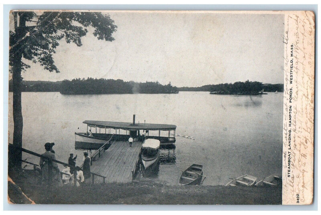1906 Steamboat Landing Hampton Ponds Westfield Massachusetts MA Vintage Postcard