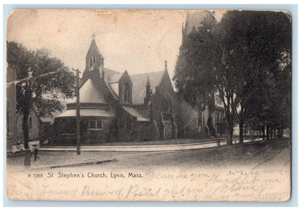 1908 St. Stephen's Church, Lynn Massachusetts MA Antique Posted Postcard
