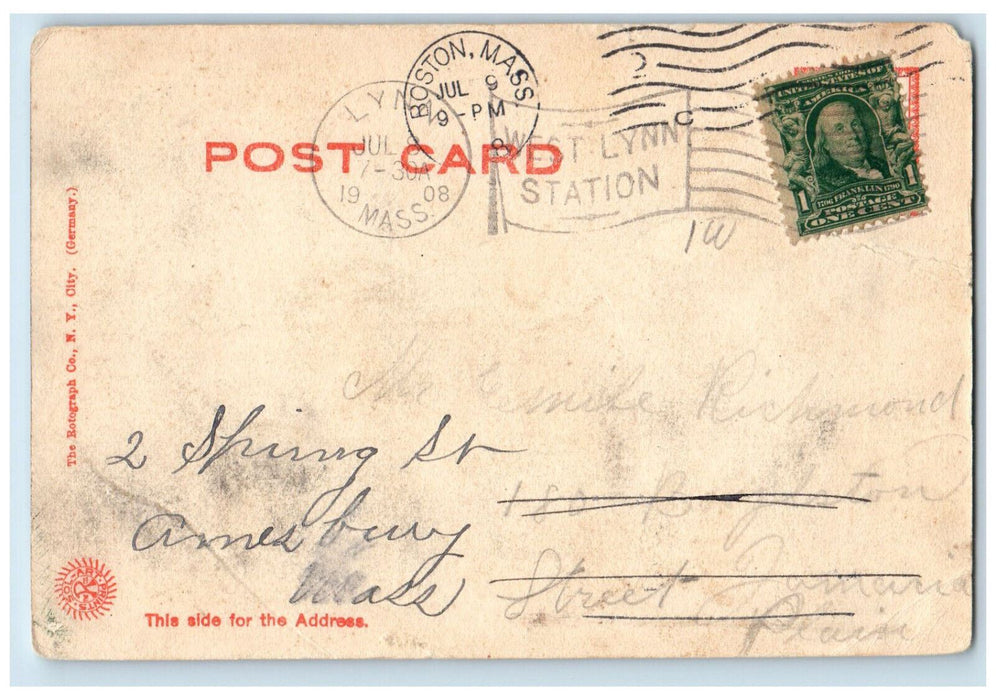 1908 St. Stephen's Church, Lynn Massachusetts MA Antique Posted Postcard