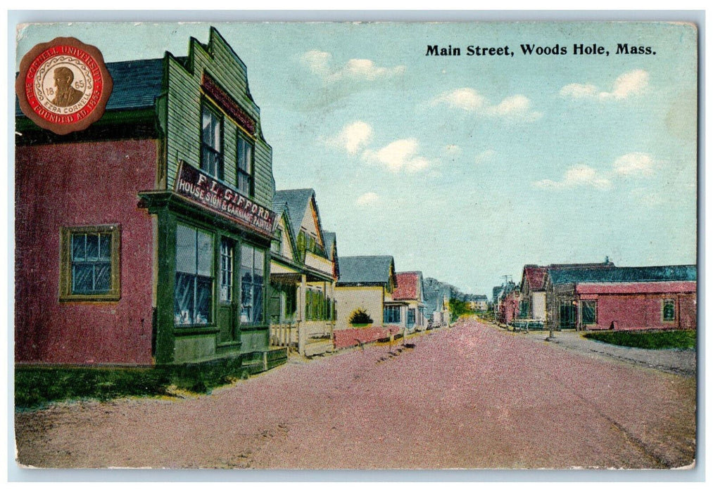 c1910 House Sign & Painter Main Street Woods Hole Massachusetts MA Postcard