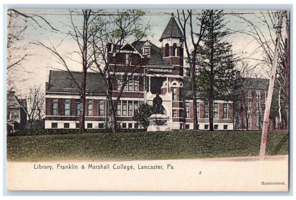c1905s Library Building Franklin And Marshall College Lancaster PA Tree Postcard