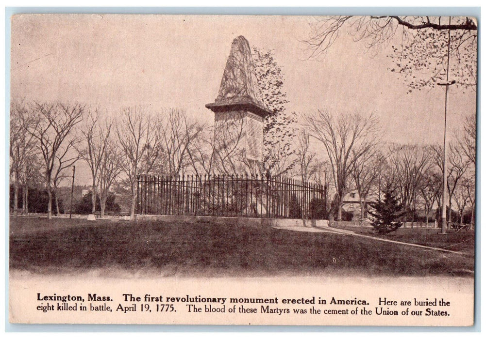 c1940's The First Revolutionary Monument Lexington Massachusetts MA Postcard