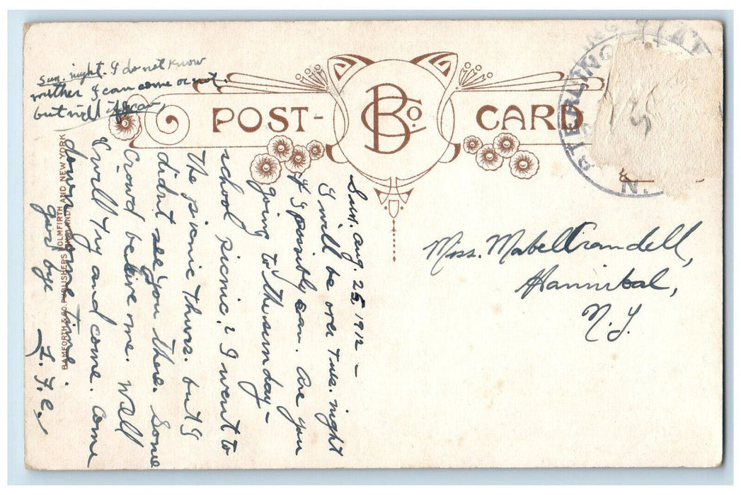 1912 Couple Having A Little Sport In Oswego New York NY Antique Postcard