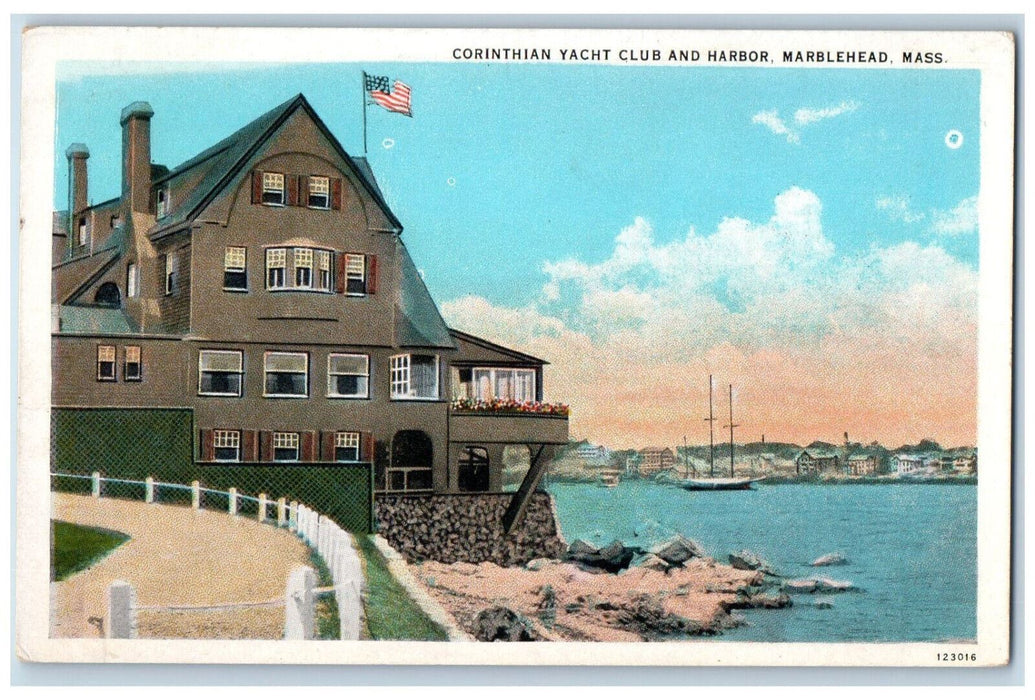 c1920's Corinthian Yacht Club and Harbor Marblehead Massachusetts MA Postcard