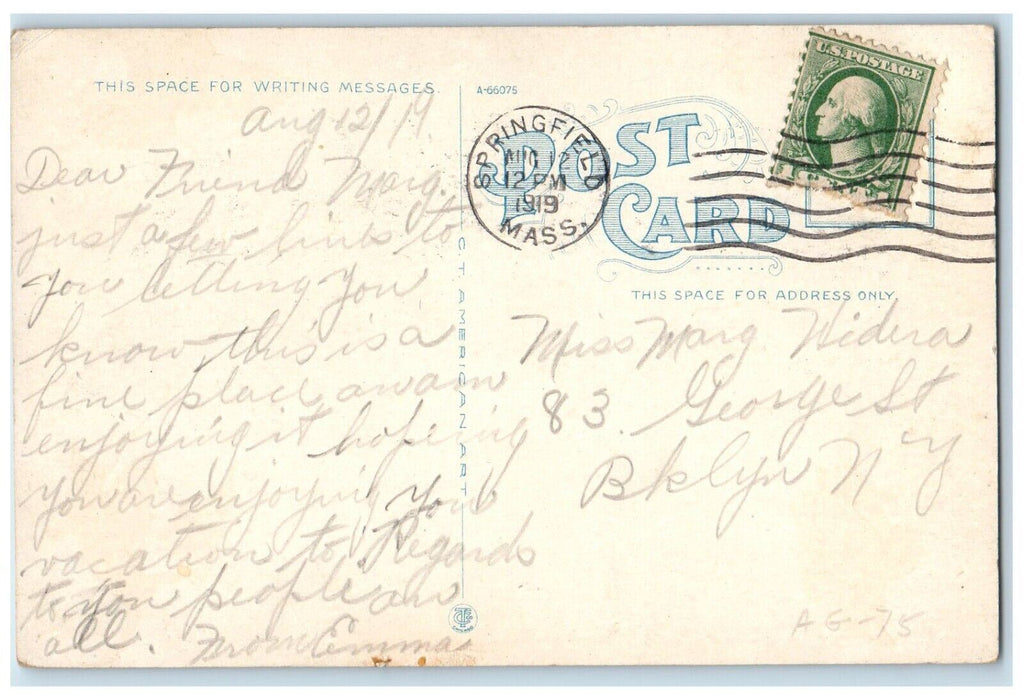 1919 Bath House Lake Takadip Riverside Park Springfield Massachusetts Postcard