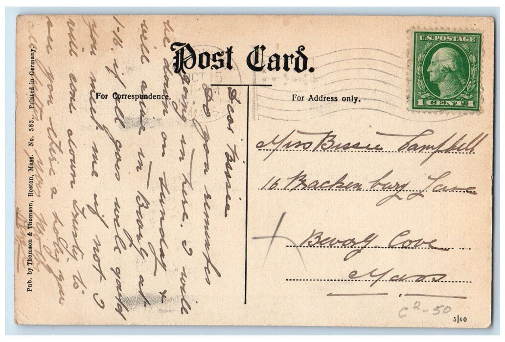 1915 Holm Lea Sargent Estate Entrance Grounds Brookline Massachusetts Postcard