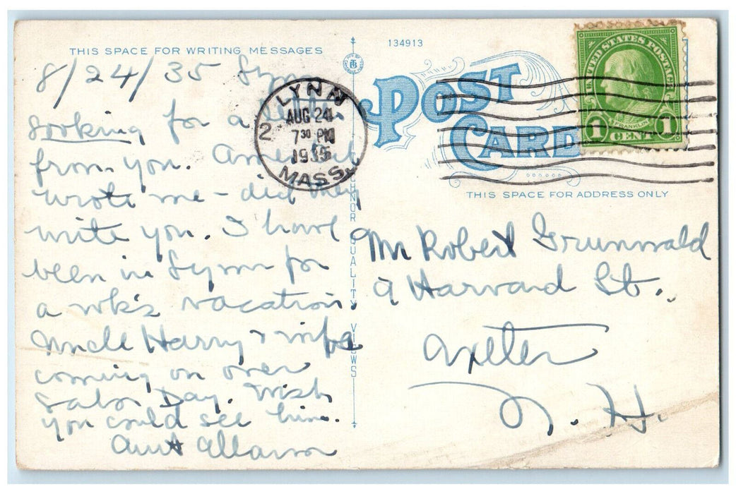 1935 English High School Lynn Massachusetts MA Vintage Posted Postcard