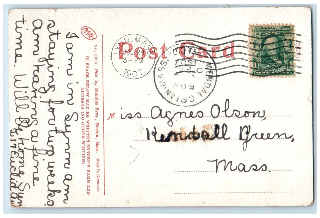 1907 New Bath House Lynn Massachusetts MA Kendall Green MA Postcard