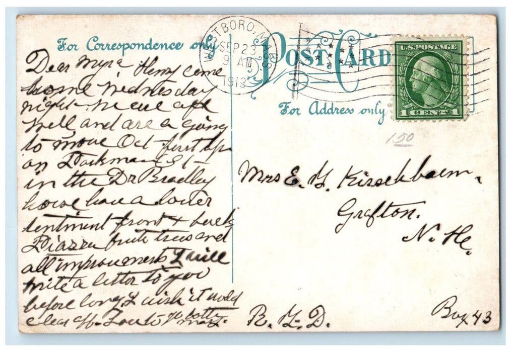 1913 Marlboro Savings Bank Marlboro Massachusetts MA Posted Antique Postcard