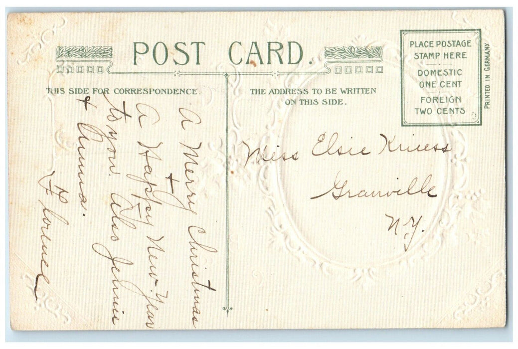 c1910's Christmas Poem Scott Studio Portrait Holly John Winsch Embossed Postcard