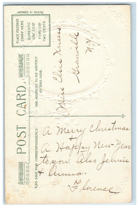 c1910's Christmas Poem Scott Studio Portrait Holly John Winsch Embossed Postcard