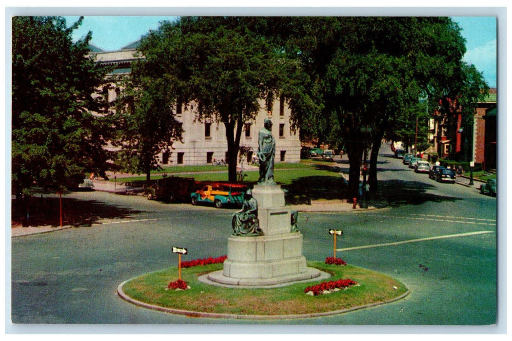 c1960's Soldier's Monument Library and Common Lynn Massachusetts MA Postcard