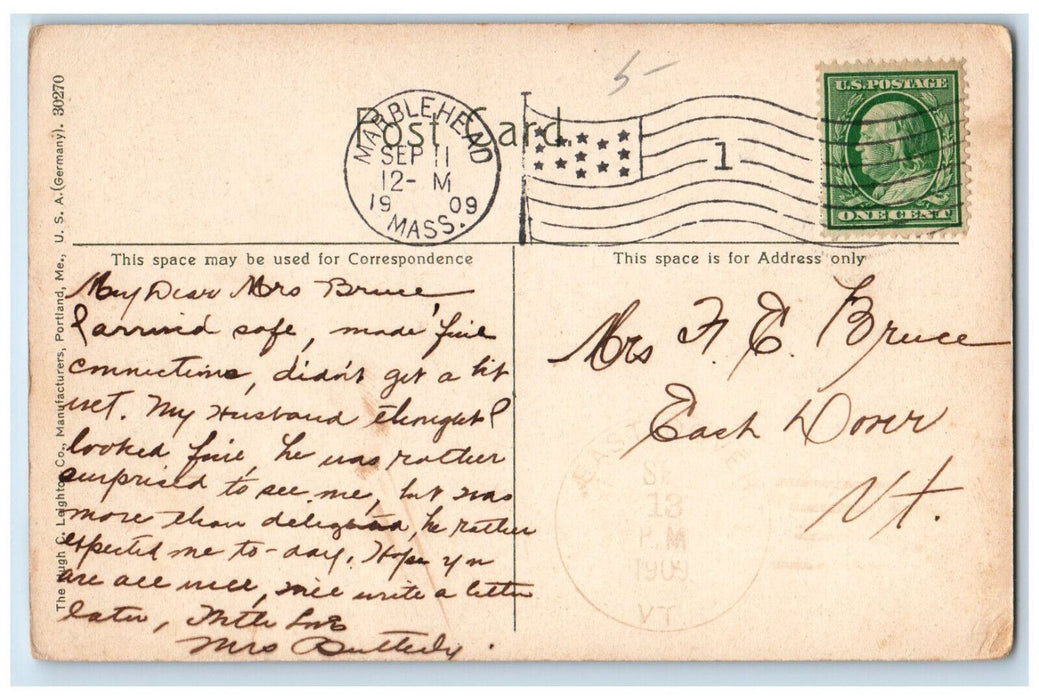 1909 Nanepashemet Hotel Marblehead Massachusetts MA Antique Posted Postcard