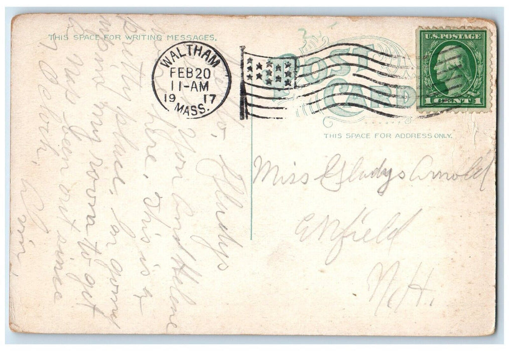 1917 Nuttings On The Charles Waltham Massachusetts MA Posted Antique Postcard