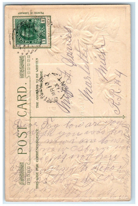 c1910's Christmas Wishes Poinsettia Flowers John Winsch Artist Signed Postcard