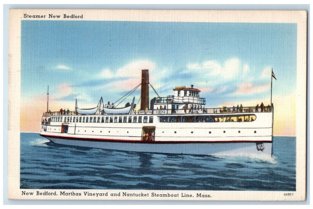 1943 Steamer New Bedford Martha's Vineyard Nantucket Steamboat Line MA Postcard