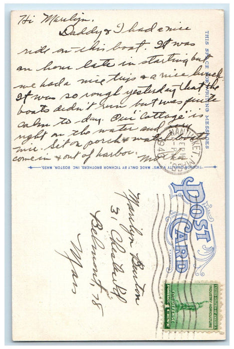 1943 Steamer New Bedford Martha's Vineyard Nantucket Steamboat Line MA Postcard