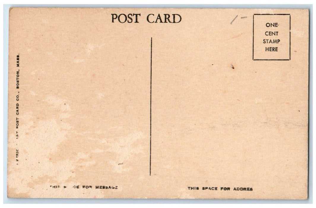 c1910's Post Office Building Car Street View Waltham Massachusetts MA Postcard