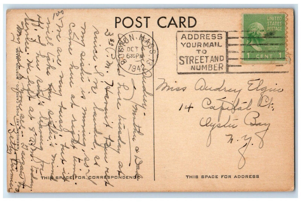 1942 High School Building Waltham Massachusetts MA Posted Vintage Postcard