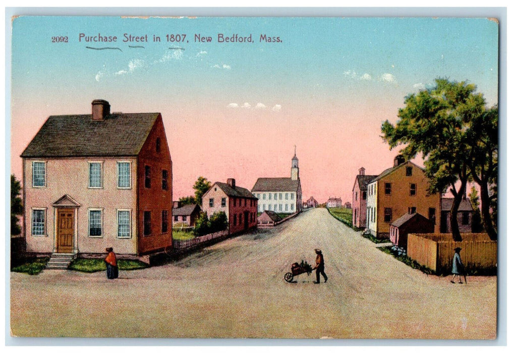 c1910 Purchase Street in 1807 New Bedford Massachusetts MA Antique Postcard