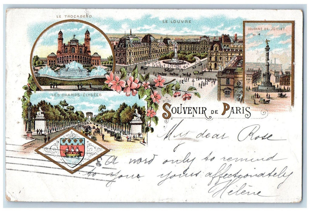 1898 Le Trocadero Souvenir of Paris Multiview Antique Posted Postcard