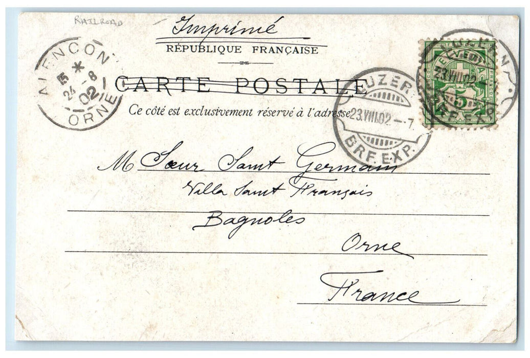 1902 Railroad Chemins De Ferde Lest Les Vosges Antique Posted Postcard