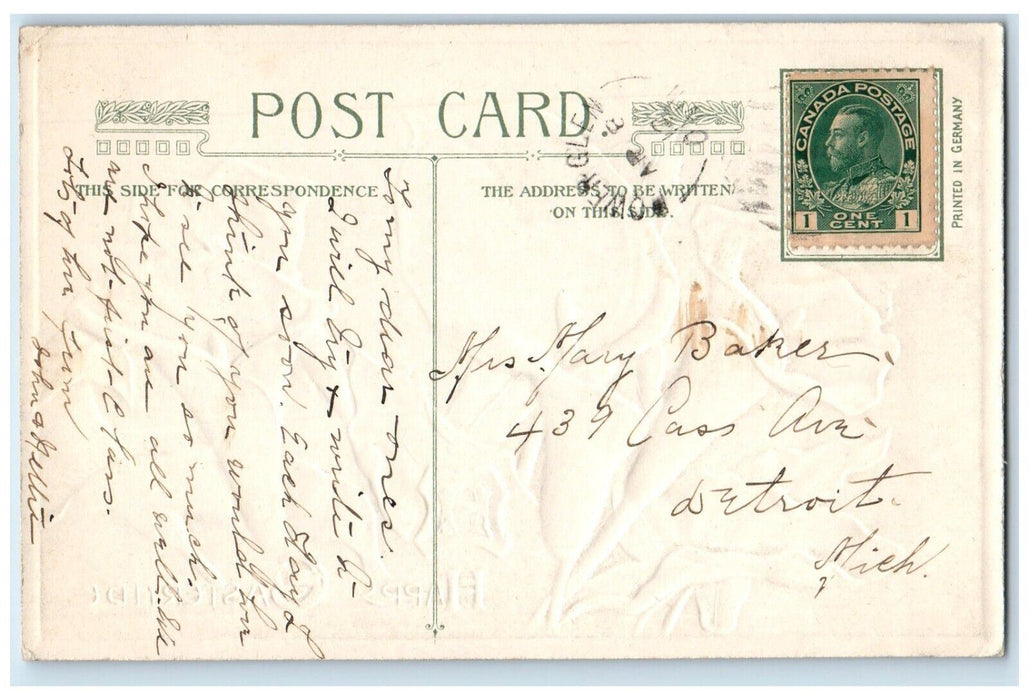 c1910's Easter White Flowers John Winsch Artist Signed Embossed Antique Postcard