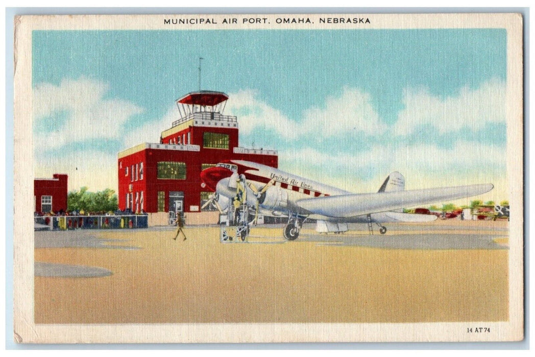1947 Municipal Air Port United Air Lines Airplane Omaha Nebraska Posted Postcard