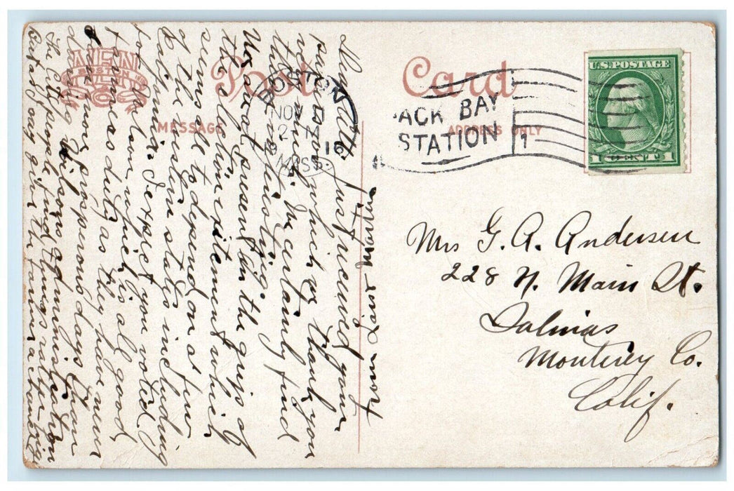 1916 Copley Square Hotel Exterior Building Street Boston Massachusetts Postcard