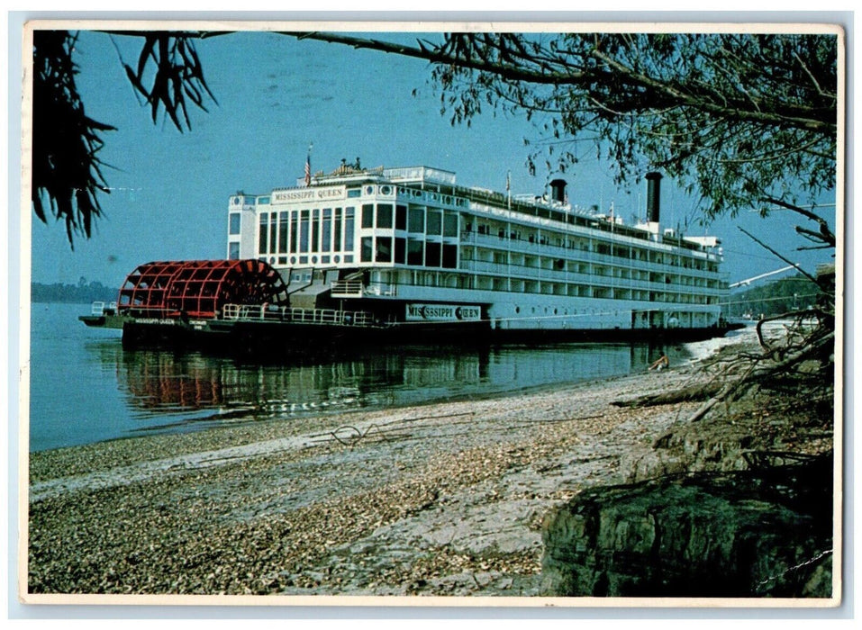 1983 Steamboat Mississippi Queen River Paddlewheel Rolling Salinas CA Postcard