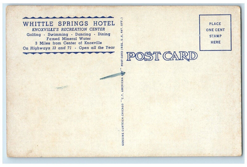 c1940 White Springs Hotel Knoxville Recreation Knoxville Tennessee TN Postcard