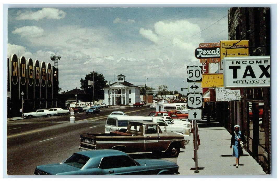 1960 Street View Classic Cars Fallon Nevada NV Vintage Antique Unposted Postcard