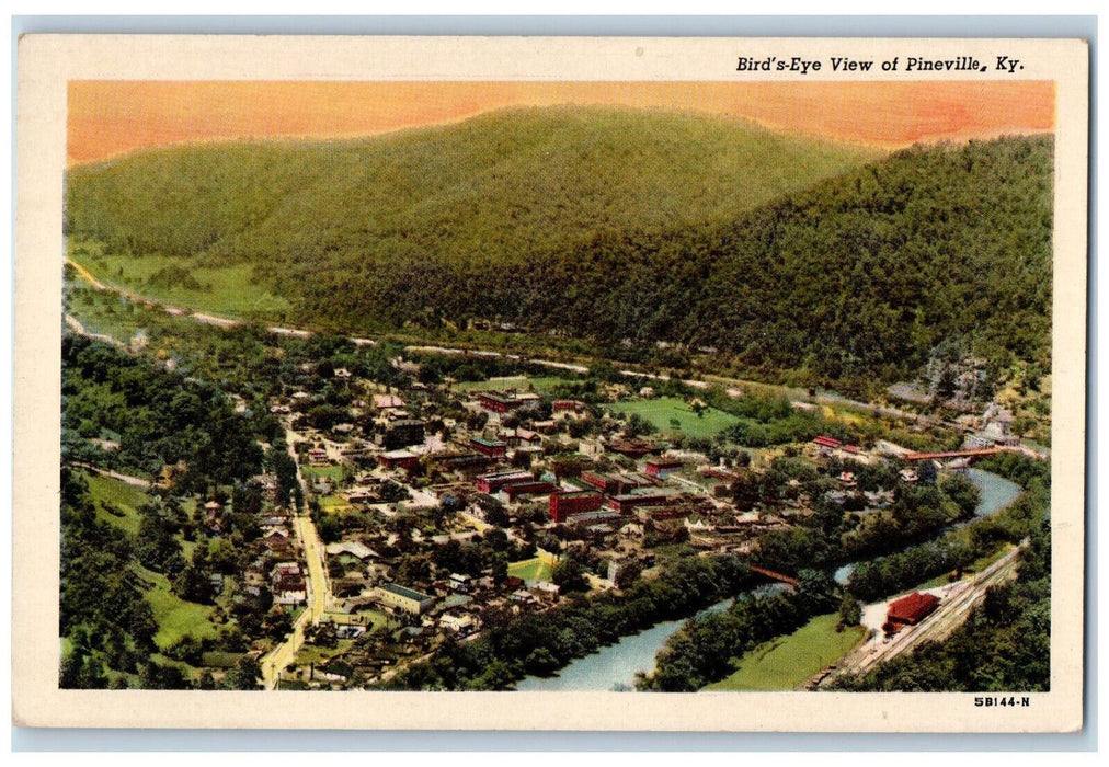 1962 Bird's Eye View Of Pineville Kentucky KY, Mountain Scene Vintage Postcard