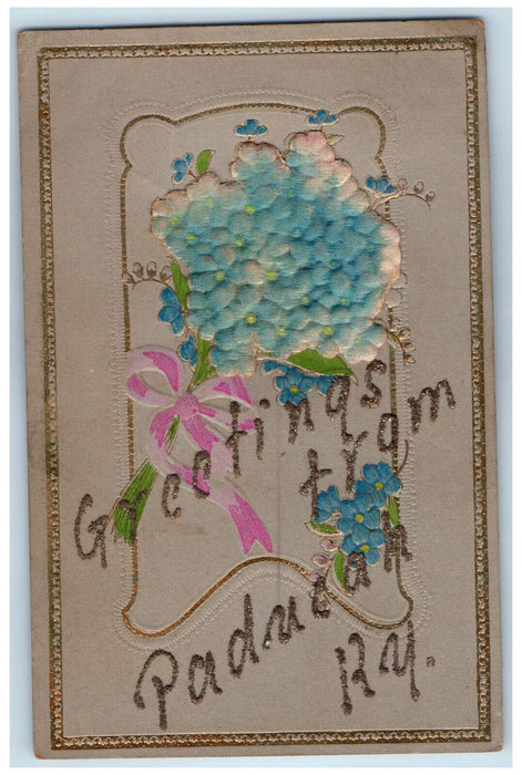 Greetings From Paducah Kentucky KY Embossed Airbrushed Antique Unposted Postcard