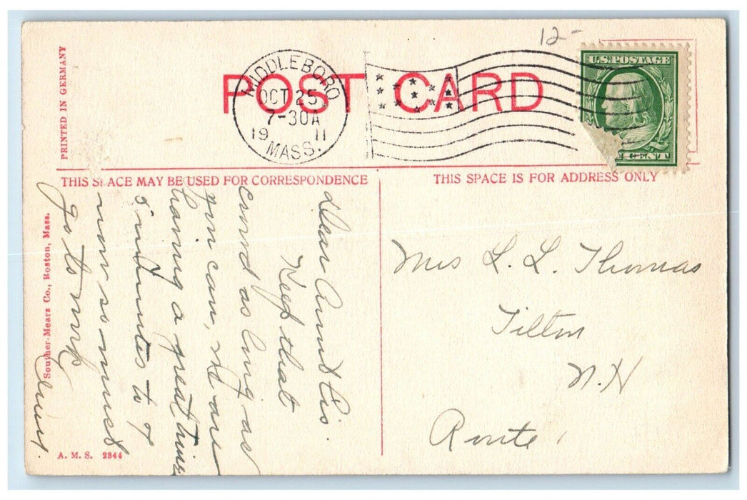 1911 High School And Town Hall Middleboro Massachusetts MA Antique Postcard