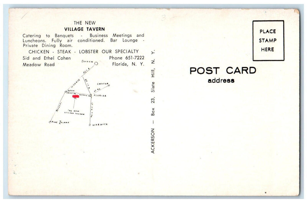 c1960 New Village Tavern Restaurant Cocktail Multiview Florida New York Postcard
