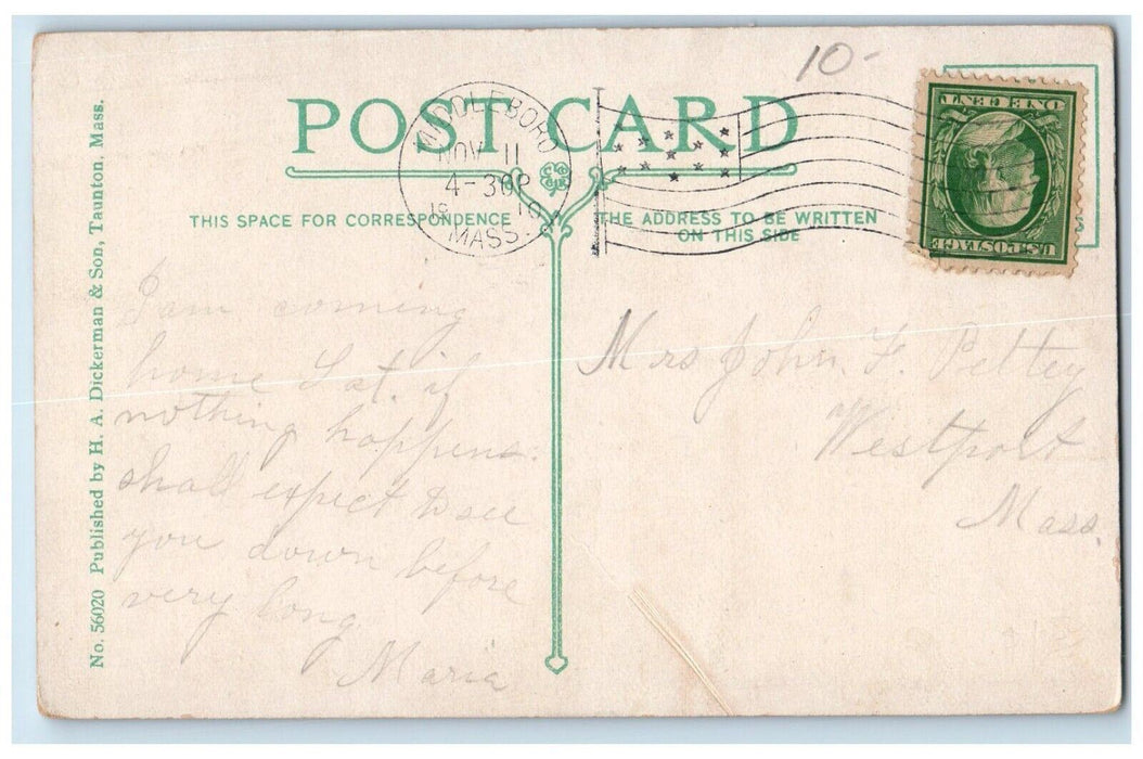 1910 View Of Unitarian Chruch Middleboro Massachusetts MA Antique Postcard