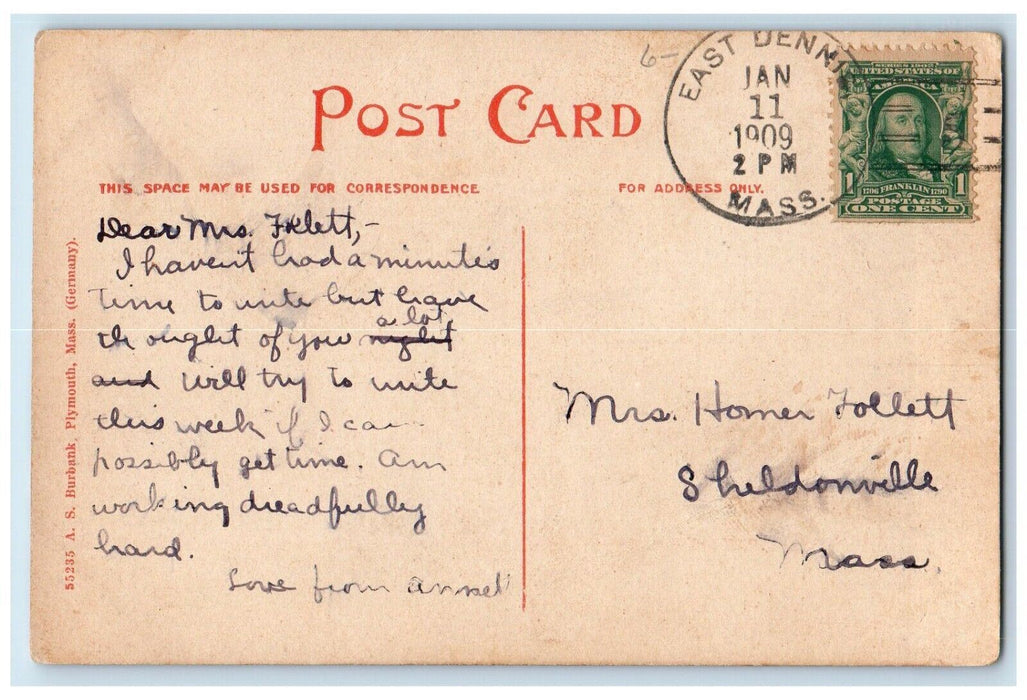 1909 Episcopal Chruch Scene Street Middleboro Massachusetts MA Antique Postcard