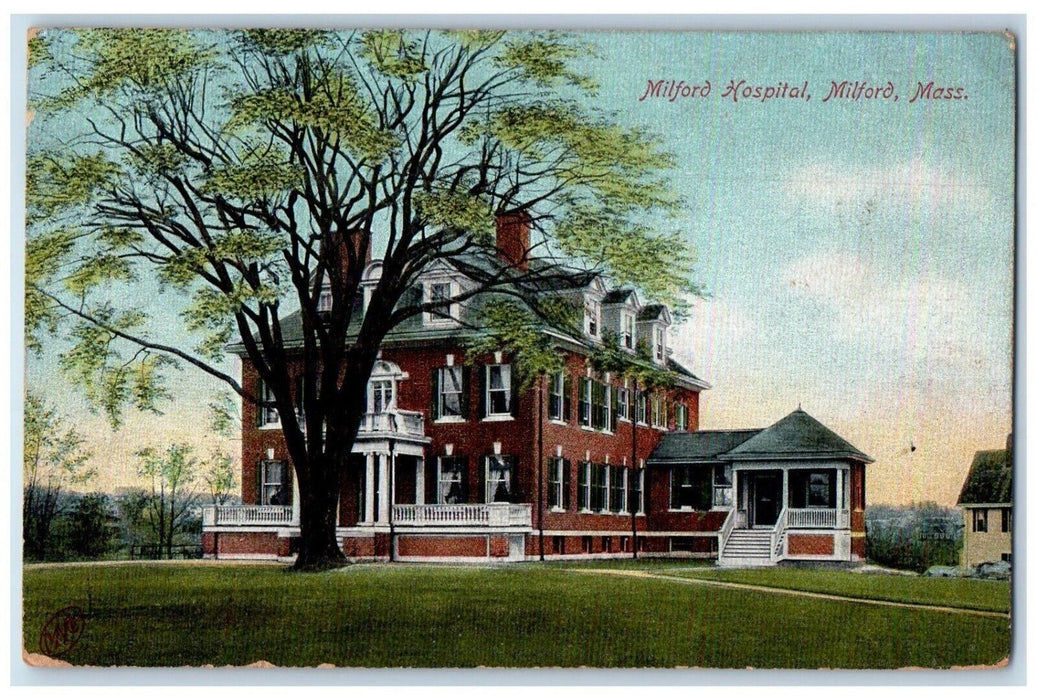 1910 Milford Hospital Building Milford Massachusetts MA Posted Antique Postcard
