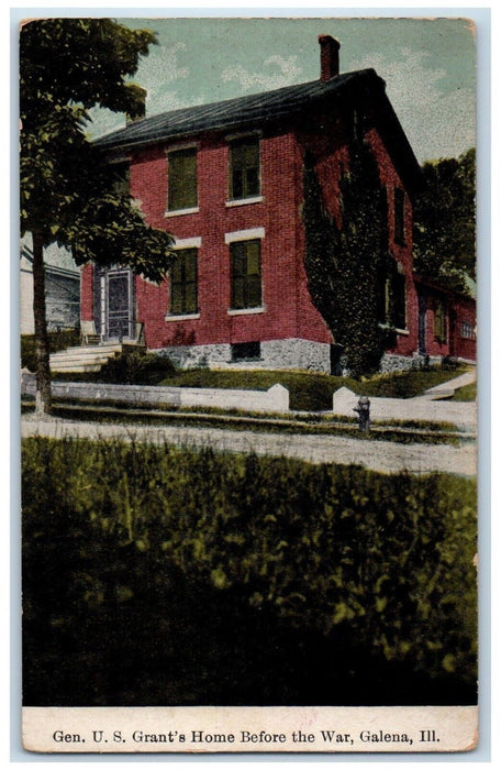 c1910 General US Grant's Home before War Galena Illinois IL Antique Postcard