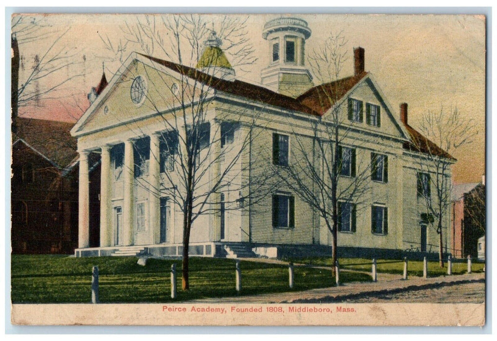 1907 Peirce Academy Building Middleboro Massachusetts MA Antique Postcard