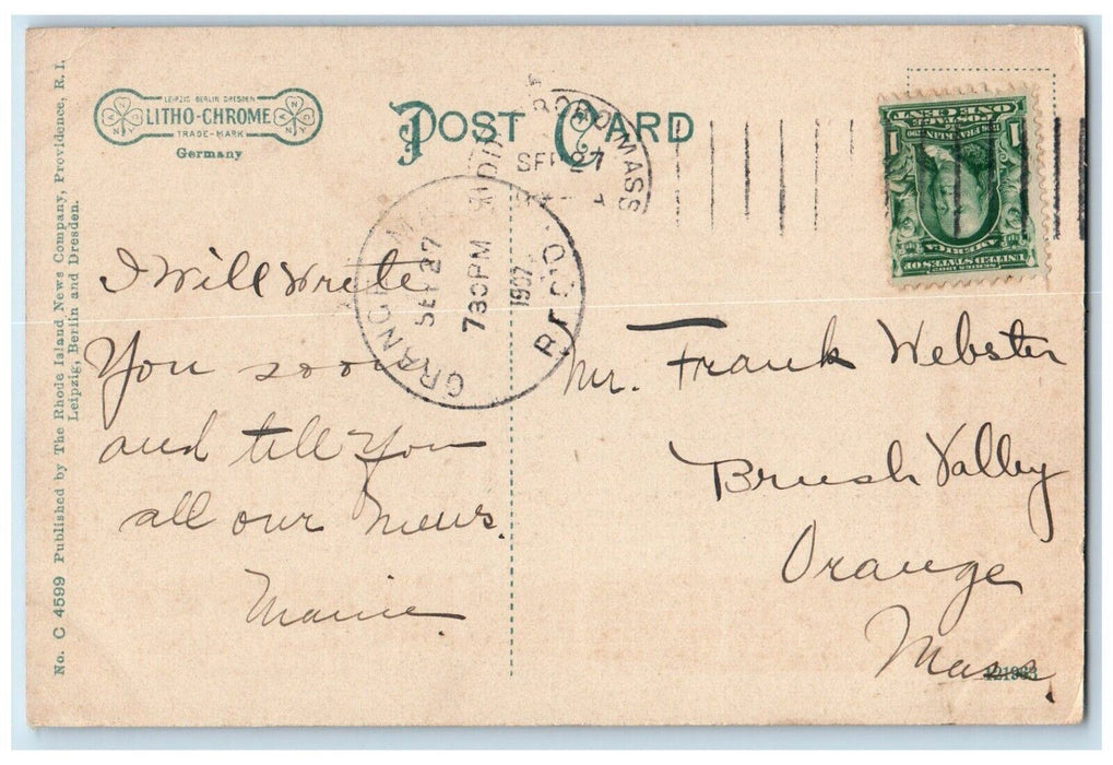 1907 Peirce Academy Building Middleboro Massachusetts MA Antique Postcard