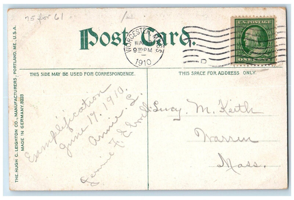 1910 Public Library Building Milford Massachusetts MA Posted Antique Postcard