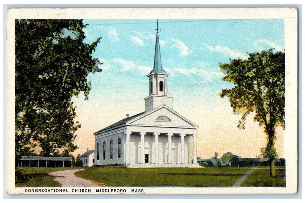 c1910's Congregational Church Middleboro Massachusetts MA Antique Postcard