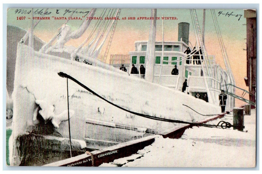 c1910 Steamer Santa Clara Juneau Alaska Appears Winter AK Antique Postcard