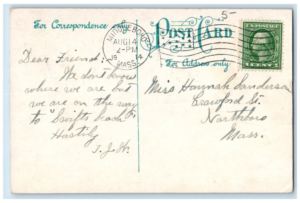 1914 School St. School Building Middleboro Massachusetts MA Antique Postcard